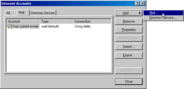 pop outlook add mail