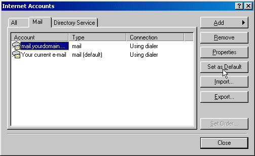 pop outlook default