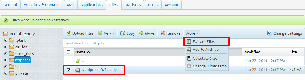 wordpress installation