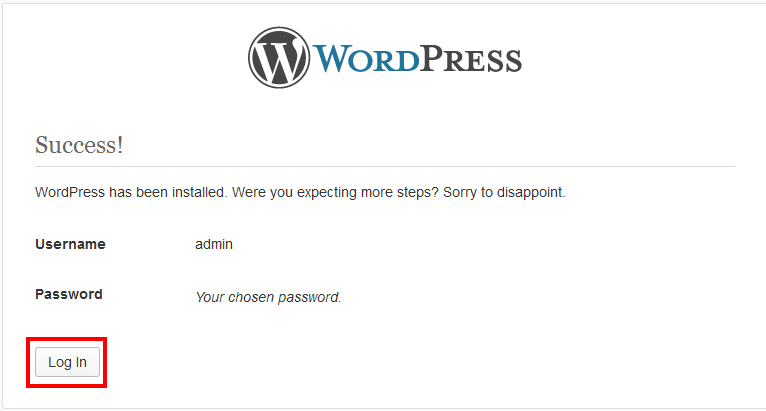 wordpress installation