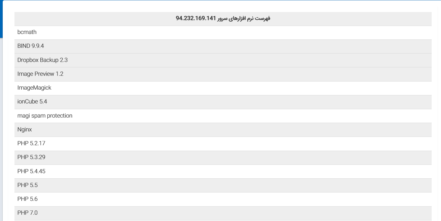 فهرست نرم افزارهای سرور