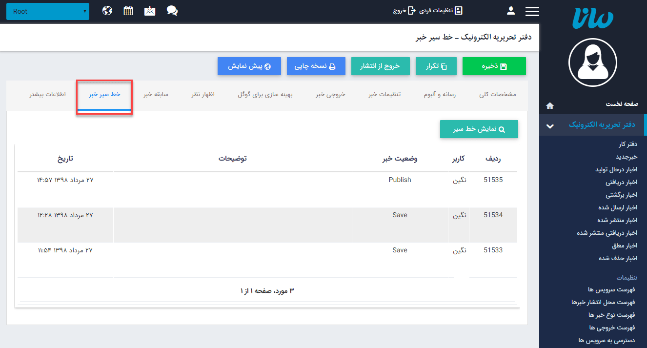 خط سیر خبر