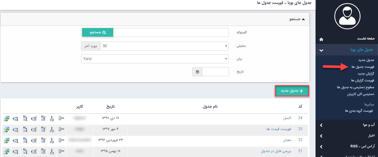 جداول‌پویا