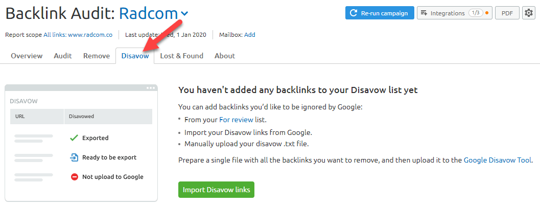 تب Disavow