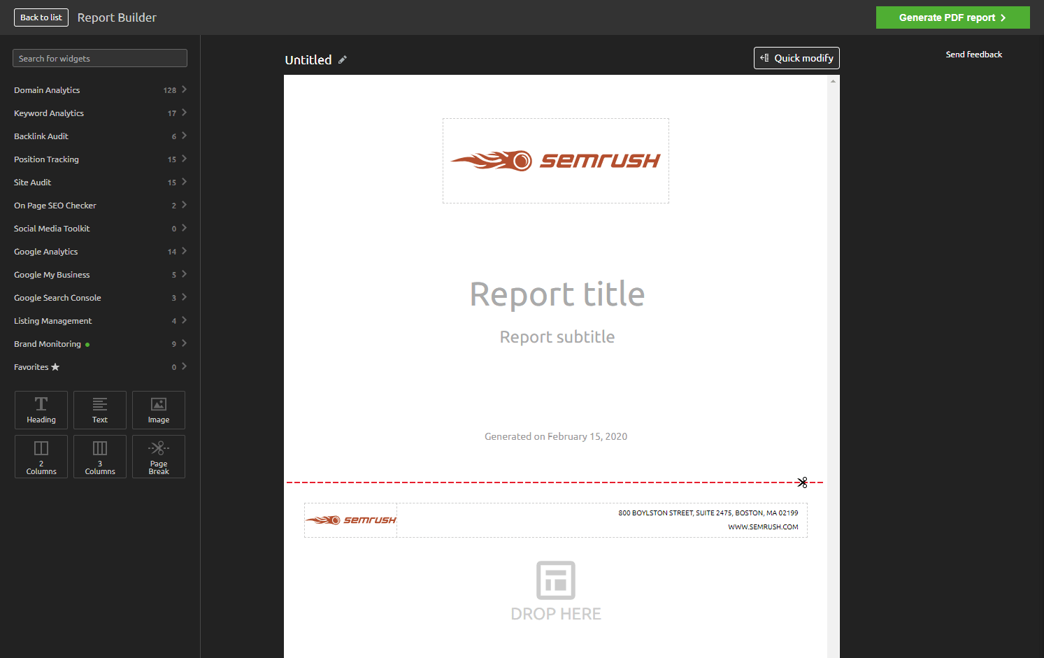 زیر منوی Create Custom PDF Report در سمراش